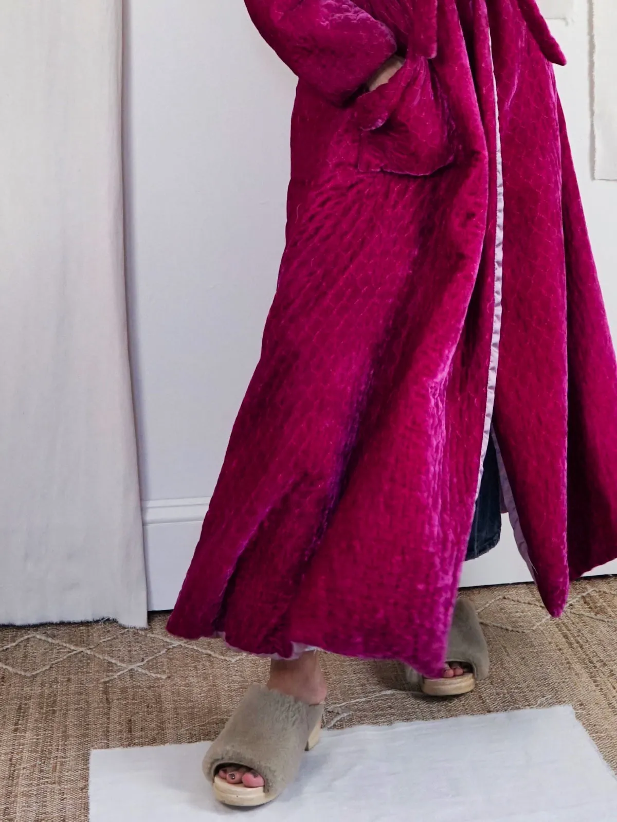 Vintage Velvet Magenta Quilted Robe