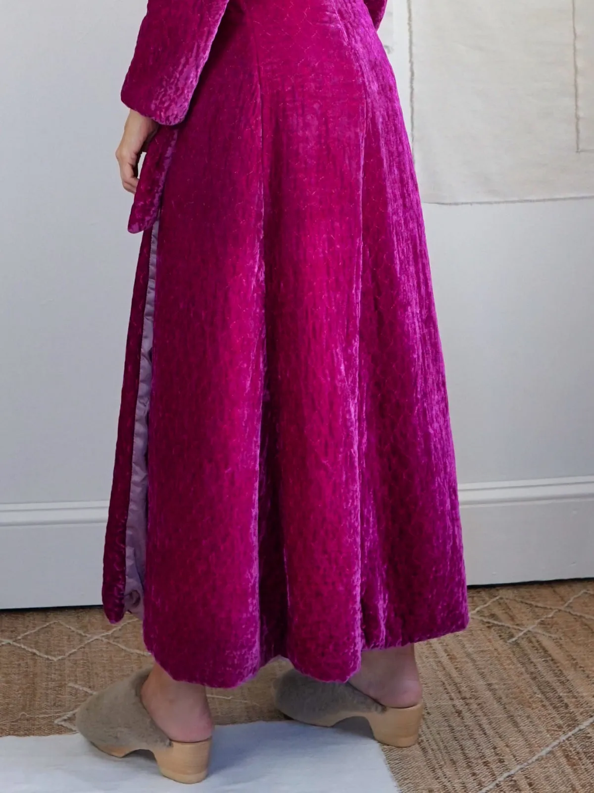 Vintage Velvet Magenta Quilted Robe