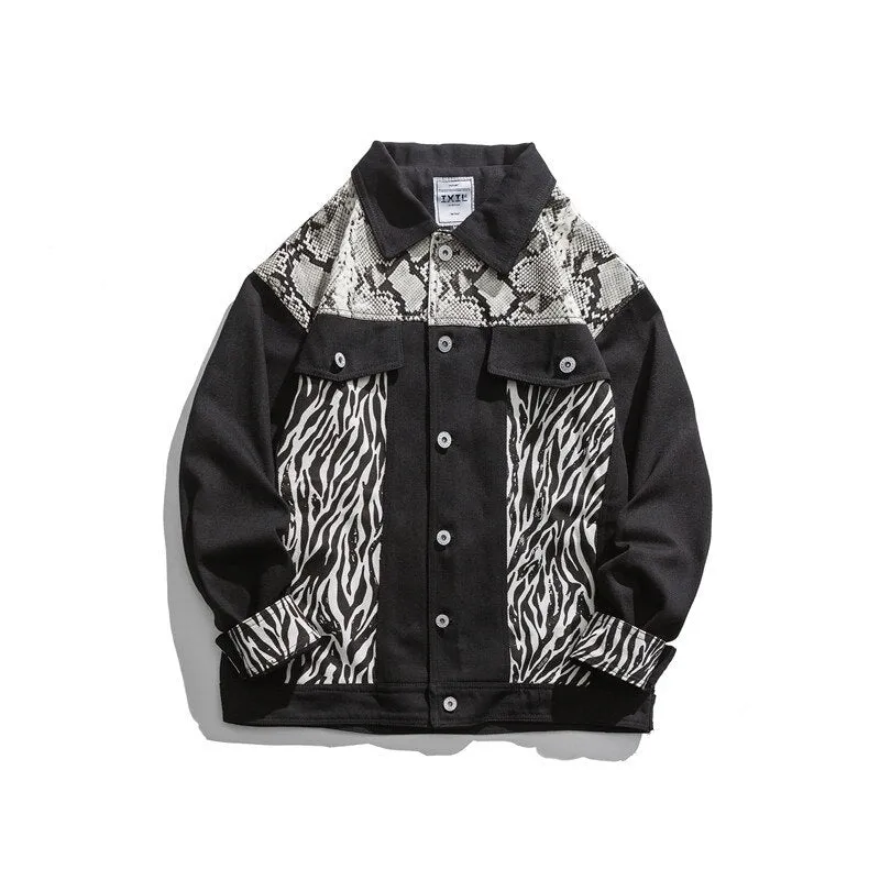 Wenkouban Zebra Patchwork Jacket Women Hip Hop Streetwear Oversized Jackets Grunge Clothing Korean Harajuku Loose Outerwear Female Tops