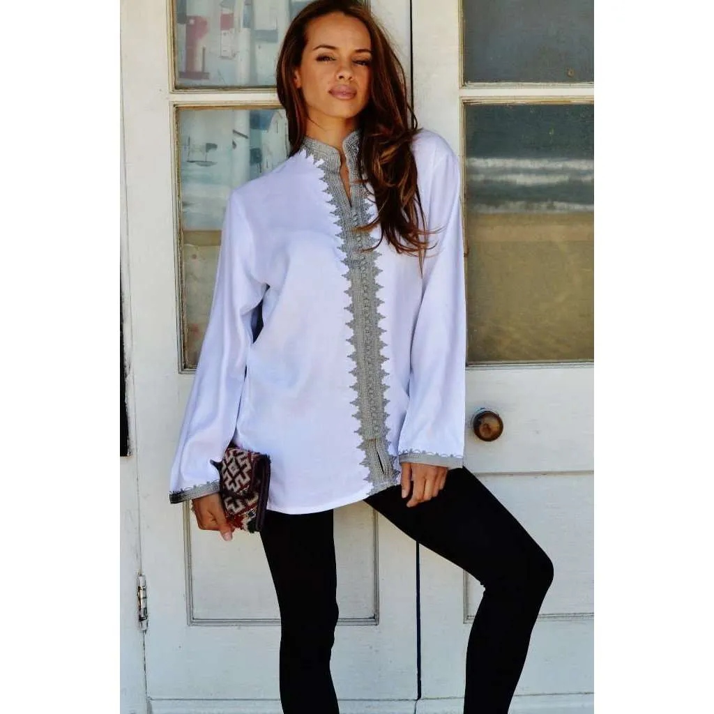 White Boyfriend Boho Shirt-Rachid Style