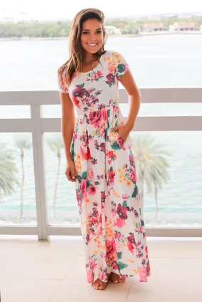 White Floral Maxi Dress