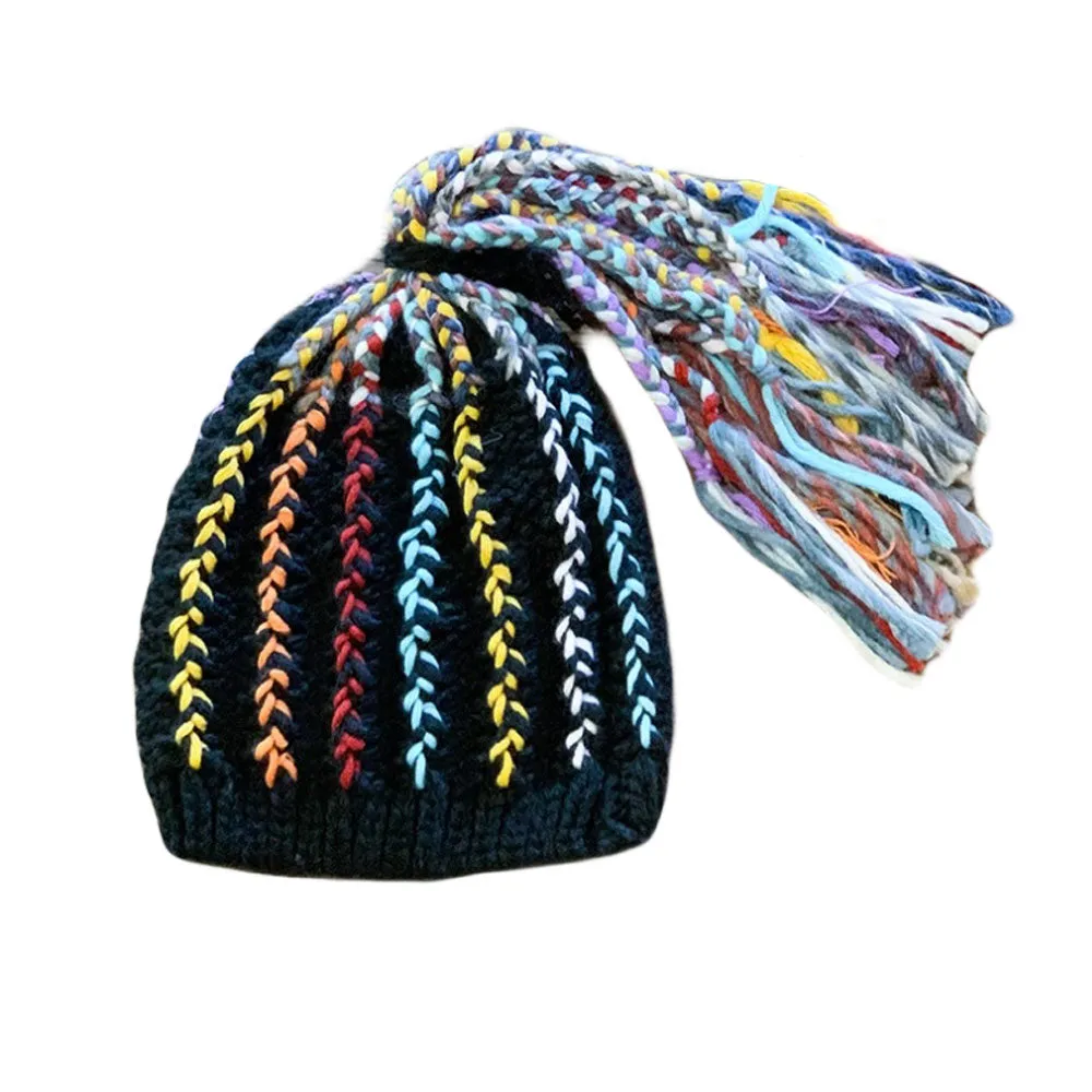 Womens Beanie Hat with Tassels - Bohemian Style Skull Cap YZ50235