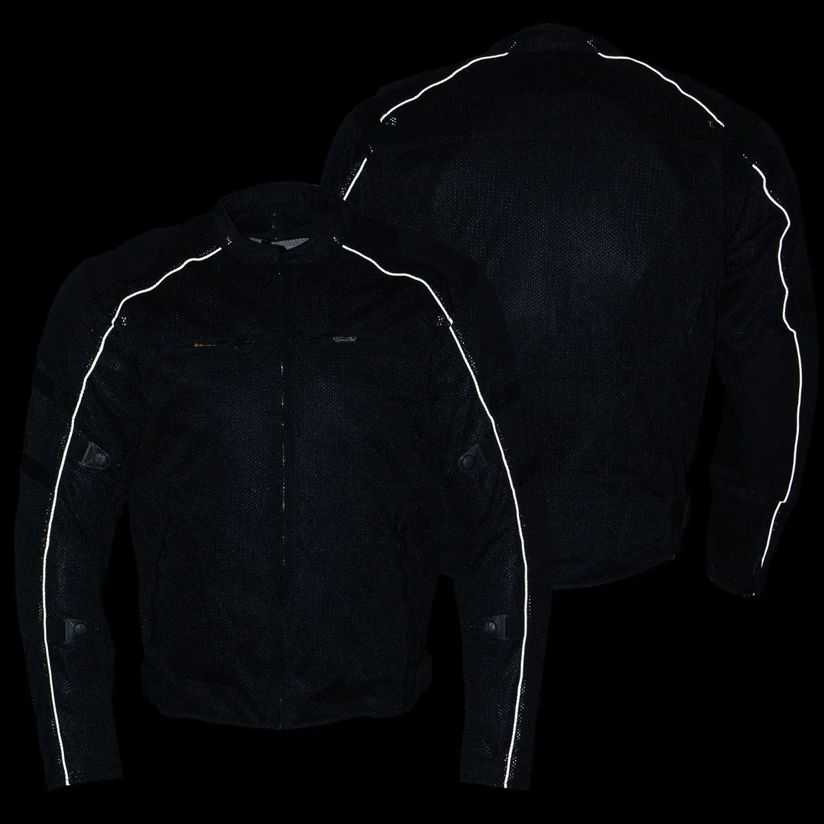 Xelement XS6557 Men's 'Troubled' Black All-Weather Mesh Motorcycle Biker Rider Jacket with X-Armor Protection