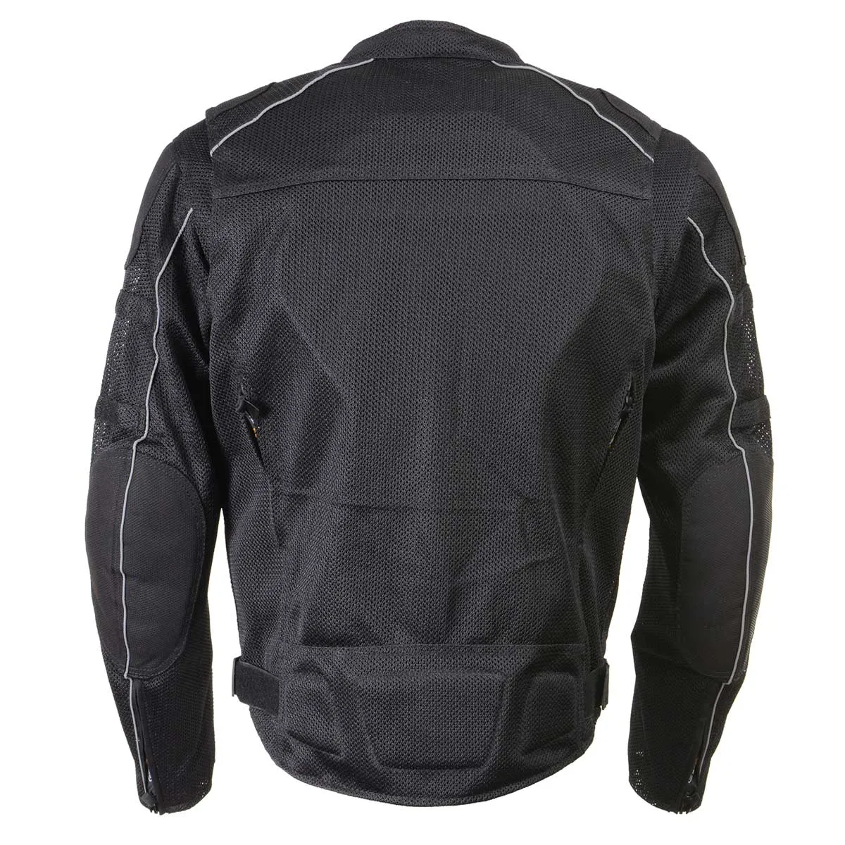 Xelement XS6557 Men's 'Troubled' Black All-Weather Mesh Motorcycle Biker Rider Jacket with X-Armor Protection