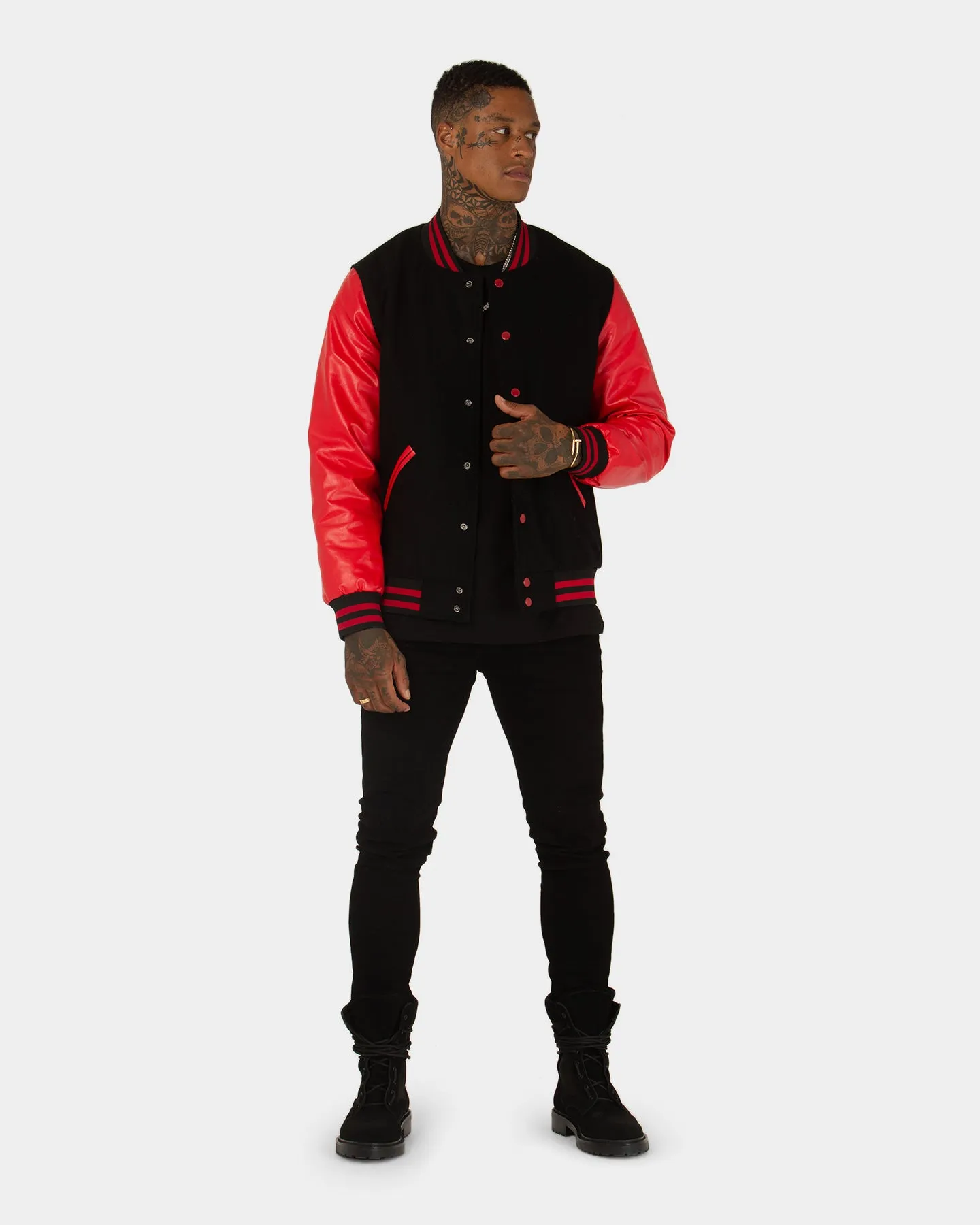 XXIII Contrast Varsity Jacket Red/Black