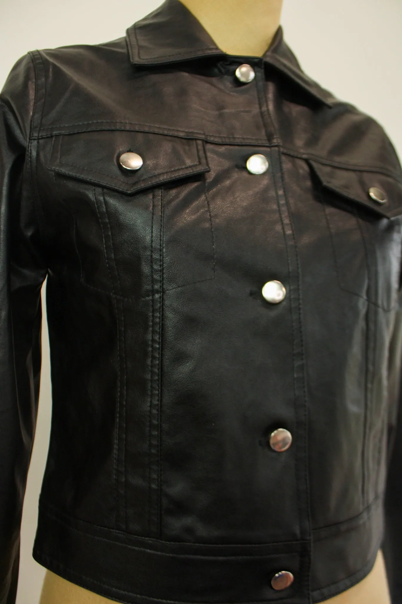 Y2K Faux Leather Cropped Jacket