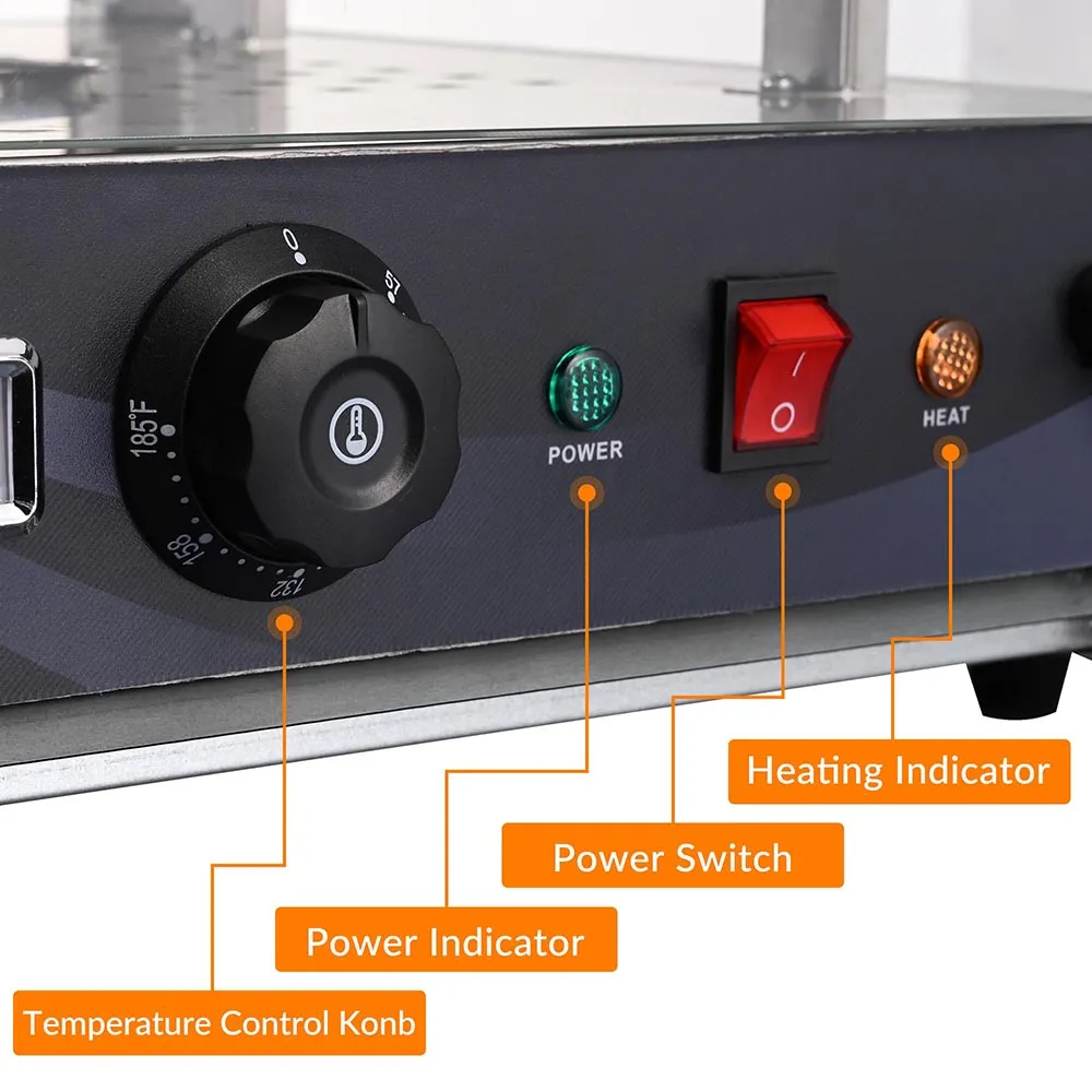 Yescom Pizza Food Warmer Commercial Countertop Display Case 5-Tier 15x15x28